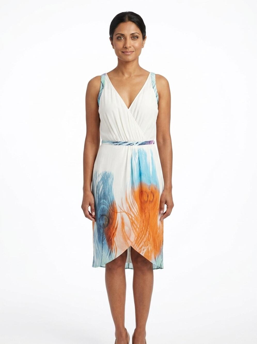 Leifsdottir 100% Silk Abstract Brushstroke Wrap Dress Women Size 4